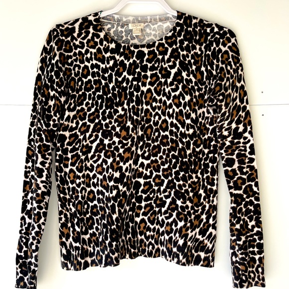 J. Crew Women's Cardigan Sweater Pullover Long Sleeve Leopard Sweater, Sz S - Picture 7 of 13